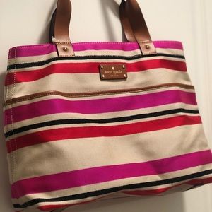 Kate Spade Oak Island Pink Stripe Tote Purse